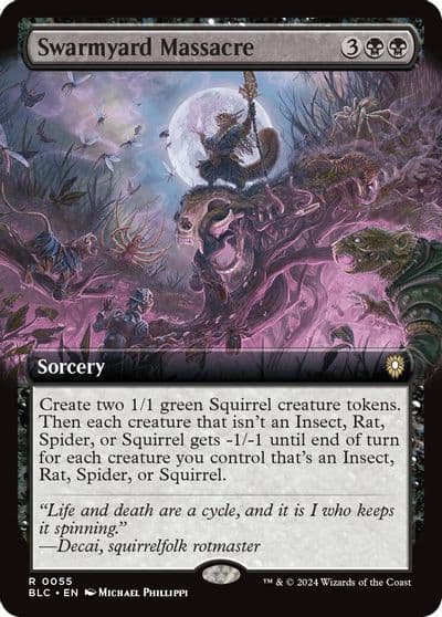 Swarmyard Massacre Extended Art Commander: Bloomburrow Magic card