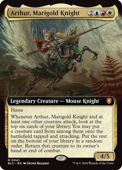 Arthur Marigold Knight Extended Art Commander: Bloomburrow Magic card