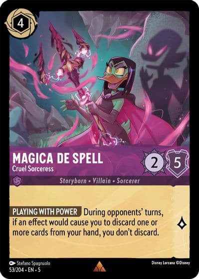 Magica De Spell Cruel Sorceress Shimmering Skies Lorcana card