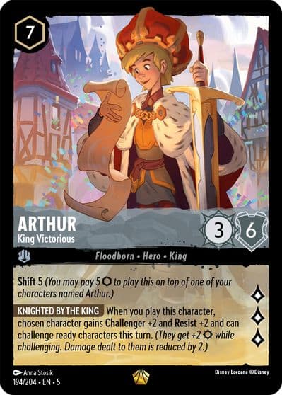 Arthur King Victorious Shimmering Skies Lorcana card