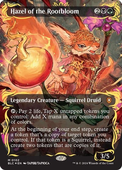 Hazel of the Rootbloom Borderless Raised Foil Commander: Bloomburrow Magic card