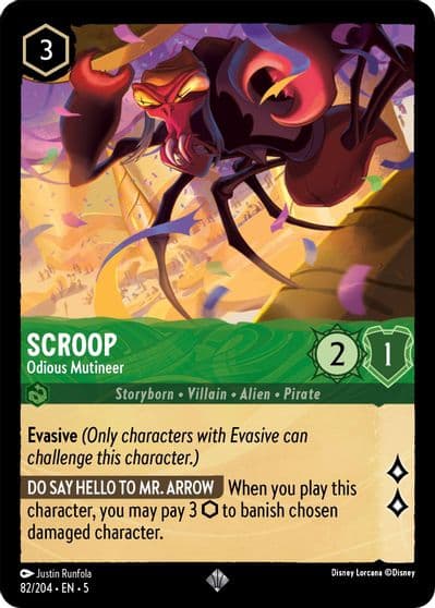 Scroop Odious Mutineer Shimmering Skies Lorcana card