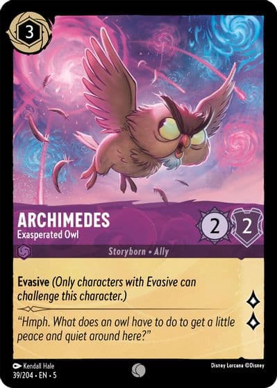 Archimedes Exasperated Owl Shimmering Skies Lorcana card