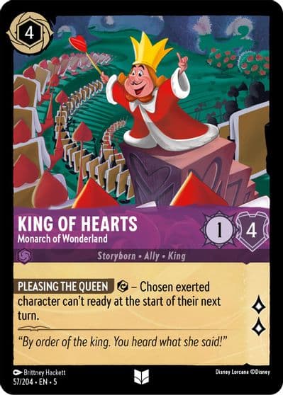 King of Hearts Monarch of Wonderland Shimmering Skies Lorcana card