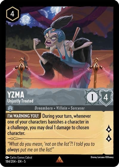 Yzma Unjustly Treated Shimmering Skies Lorcana card