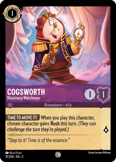 Cogsworth Illuminary Watchman Shimmering Skies Lorcana card