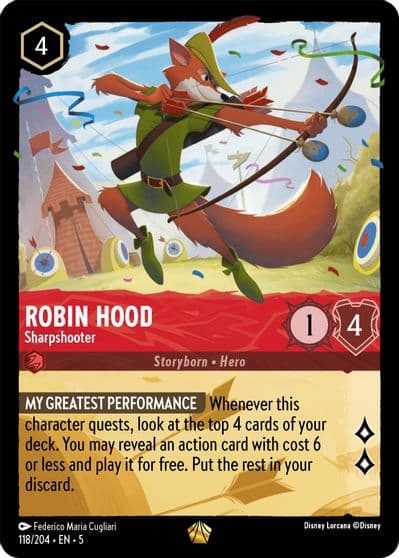 Robin Hood Sharpshooter Shimmering Skies Lorcana card