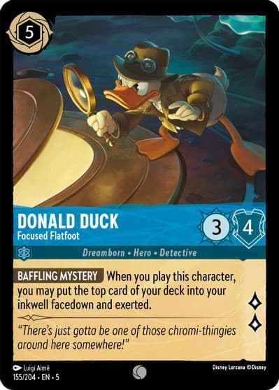 Donald Duck Focused Flatfoot Shimmering Skies Lorcana card