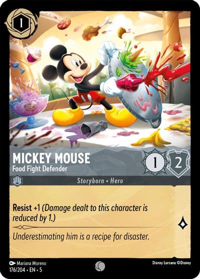 Mickey Mouse - Food Fight Defender Shimmering Skies Lorcana card