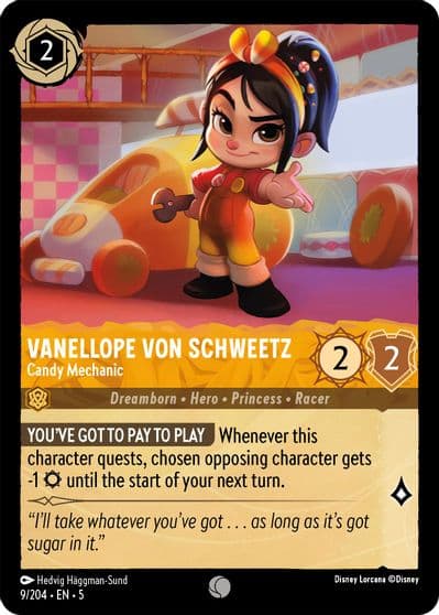 Vanellope von Schweetz Candy Mechanic Shimmering Skies Lorcana card