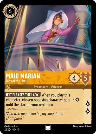 Maid Marian Lady of the Lists Shimmering Skies Lorcana card