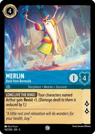 Merlin Back from Bermuda Shimmering Skies Lorcana card