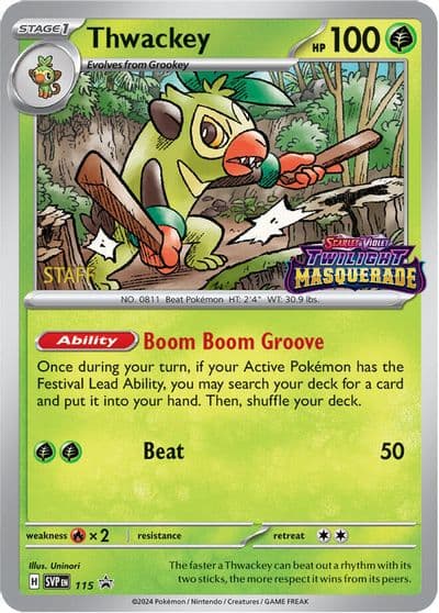 Thwackey - 115 (Prerelease) [Staff] SV: Scarlet & Violet Promo Cards Pokemon card