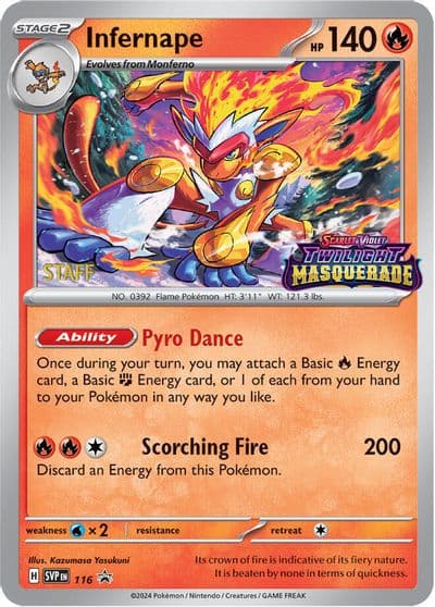 Infernape - 116 (Prerelease) [Staff] SV: Scarlet & Violet Promo Cards Pokemon card