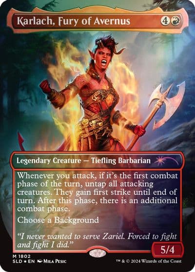 Karlach Fury of Avernus Rainbow Foil Secret Lair Drop Series Magic card