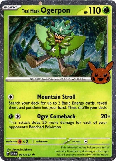 Teal Mask Ogerpon (Cosmos Holo) Trick or Trade BOOster Bundle 2024 Pokemon card