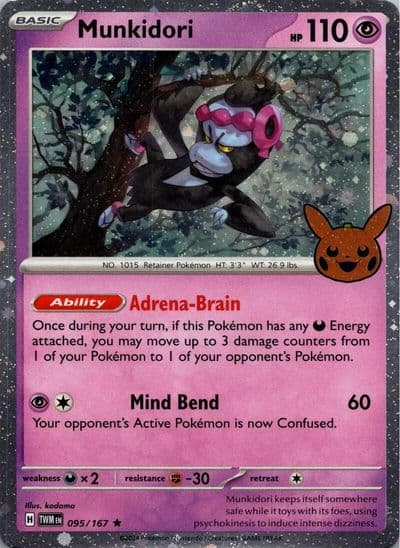 Munkidori (Cosmos Holo) Trick or Trade BOOster Bundle 2024 Pokemon card