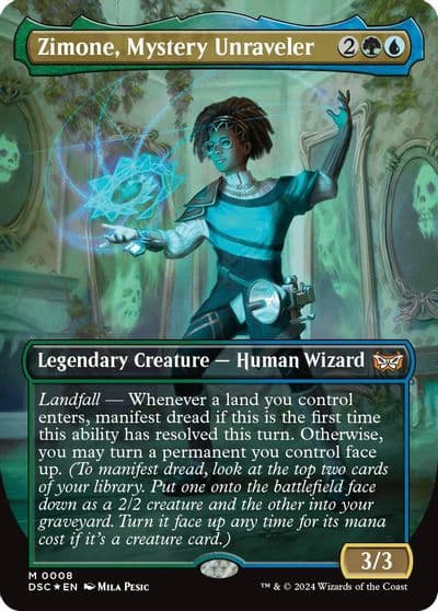 Zimone Mystery Unraveler Borderless Commander: Duskmourn: House of Horror Magic card