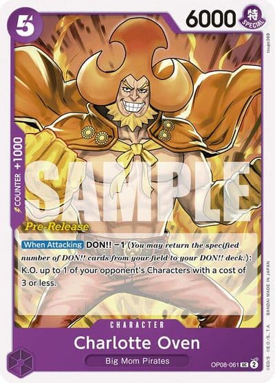 Charlotte Oven Two Legends Pre-Release Cards One Piece card