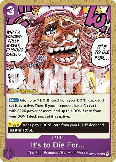 Its to Die For Two Legends Pre-Release Cards One Piece card