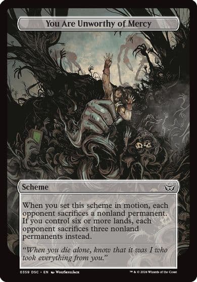 You Are Unworthy of Mercy Full Art Archenemy: Duskmourn Magic card