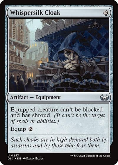 Whispersilk Cloak Commander: Duskmourn: House of Horror Magic card