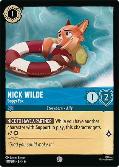 Nick Wilde Soggy Fox Azurite Sea Lorcana card