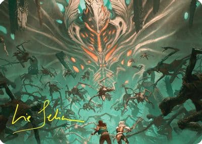 Valgavoths Onslaught Art Card Gold Stamped Signature Art Series: Duskmourn: House of Horror Magic card