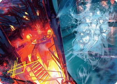 Roaring Furnace Steaming Sauna Art Card Gold Stamped Signature Art Series: Duskmourn: House of Horror Magic card