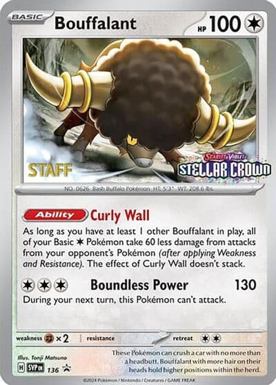 Bouffalant - 136 (Prerelease) [Staff] SV: Scarlet & Violet Promo Cards Pokemon card