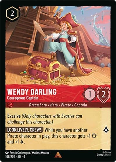 Wendy Darling Courageous Captain Azurite Sea Lorcana card