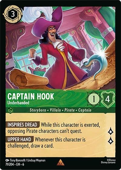 Captain Hook Underhanded Azurite Sea Lorcana card
