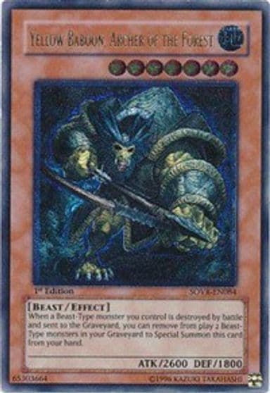 Yellow Baboon Archer of the Forest UTR Stardust Overdrive Yu-Gi-Oh! card