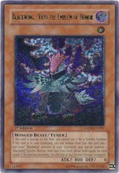 Blackwing Vayu the Emblem of Honor UTR Ancient Prophecy Yu-Gi-Oh! card