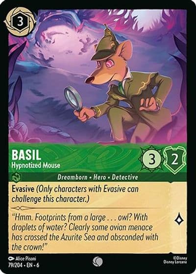 Basil Hypnotized Mouse Azurite Sea Lorcana card