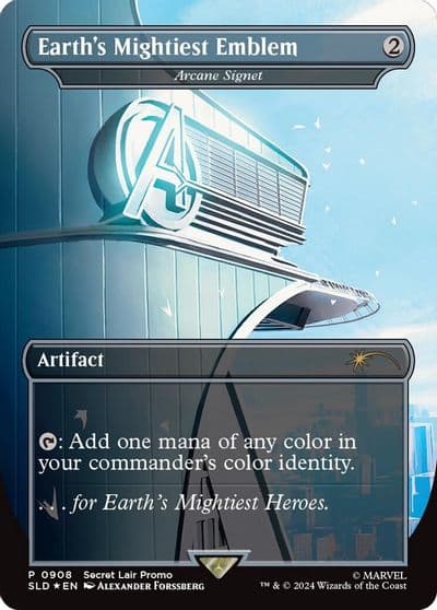 Earths Mightiest Emblem Arcane Signet Rainbow Foil Secret Lair Drop Series Magic card