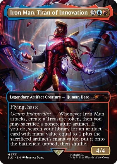 Iron Man Titan of Innovation Rainbow Foil Secret Lair Drop Series Magic card