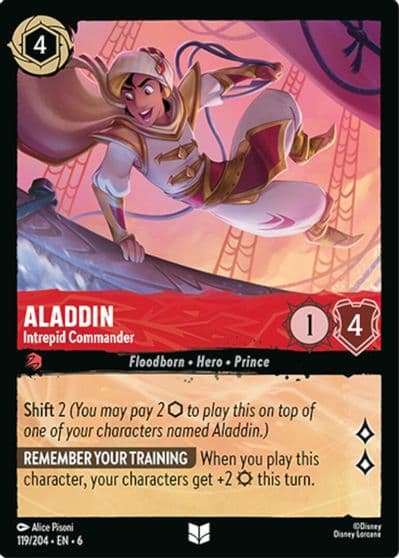 Aladdin Intrepid Commander Azurite Sea Lorcana card