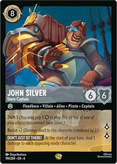 John Silver Stern Captain Azurite Sea Lorcana card