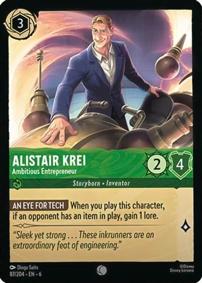 Alistair Krei Ambitious Entrepreneur Azurite Sea Lorcana card