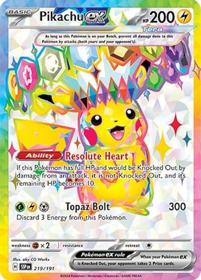 Pikachu ex SV08: Surging Sparks Pokemon card