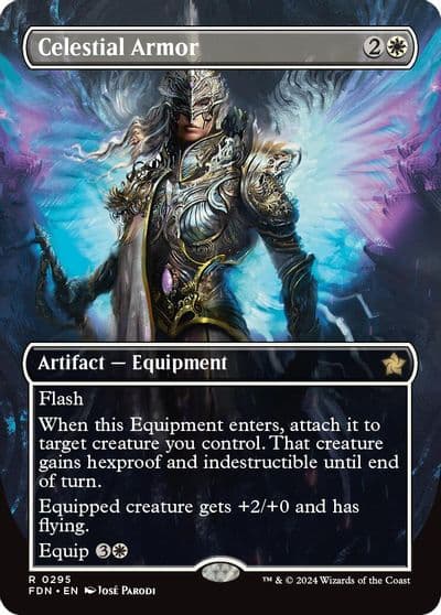 Celestial Armor Borderless Foundations Magic card