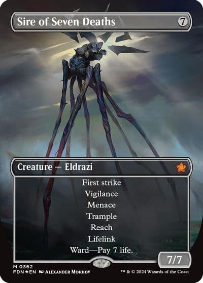 Sire of Seven Deaths Borderless Mana Foil Foundations Magic card
