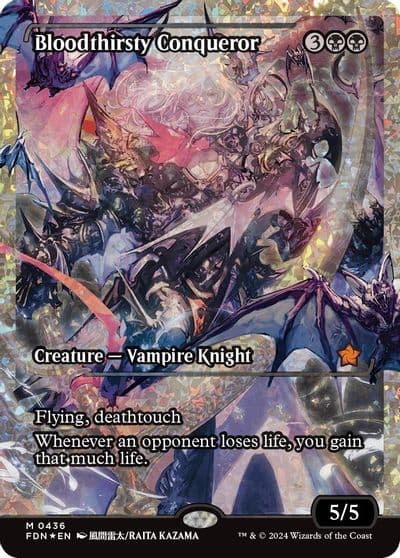 Bloodthirsty Conqueror Showcase Fracture Foil Foundations Magic card