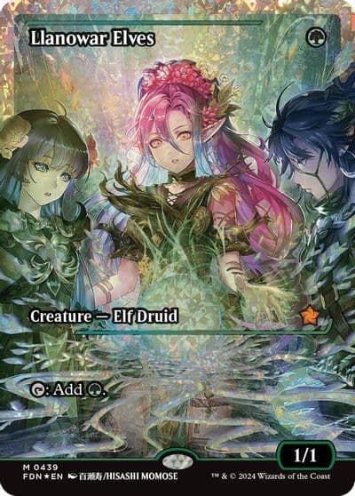 Llanowar Elves Showcase Fracture Foil Foundations Magic card