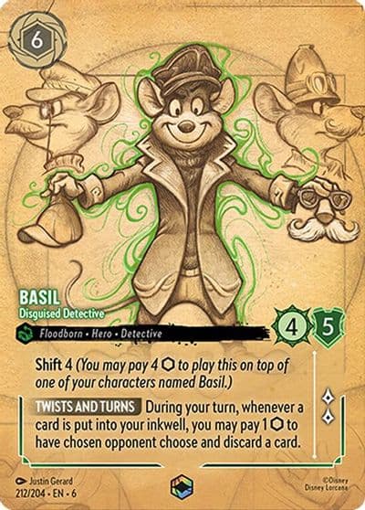 Basil Disguised Detective Enchanted Azurite Sea Lorcana card