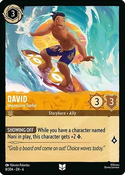 David Impressive Surfer Azurite Sea Lorcana card