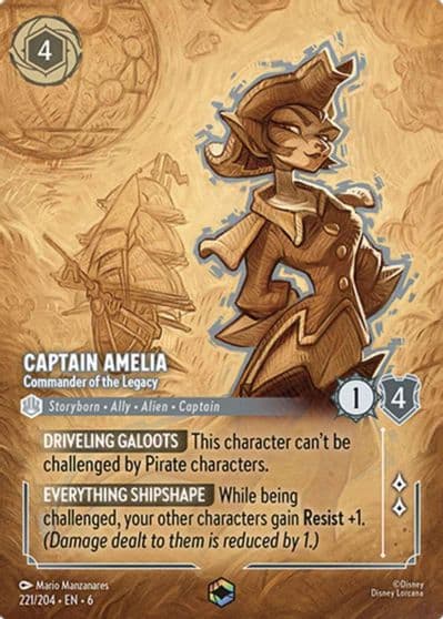 Captain Amelia Commander of the Legacy Enchanted Azurite Sea Lorcana card
