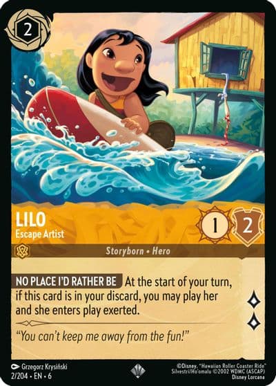Lilo Escape Artist Azurite Sea Lorcana card