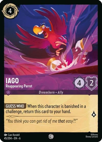 Iago Reappearing Parrot Azurite Sea Lorcana card